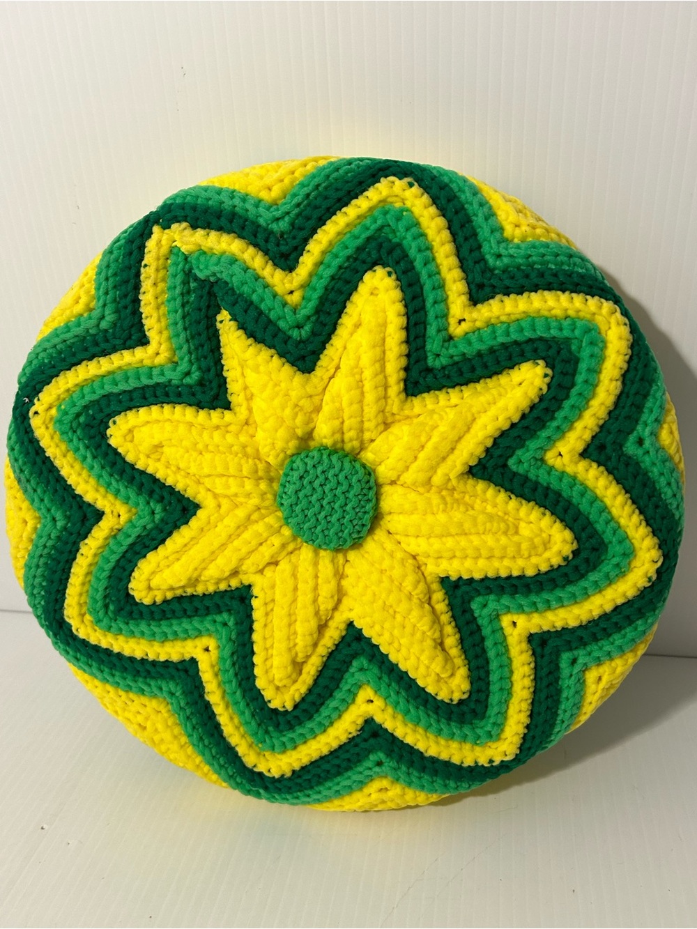 Vintage yellow green 12” cushion